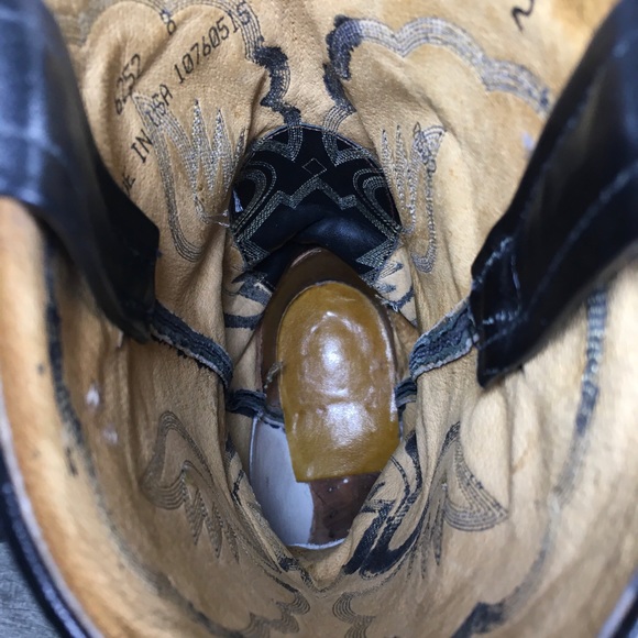 Vintage Tony Lama Mens #6252 Smooth Black Leather Cowboy Western Boots Size 8 EE - Picture 7 of 13